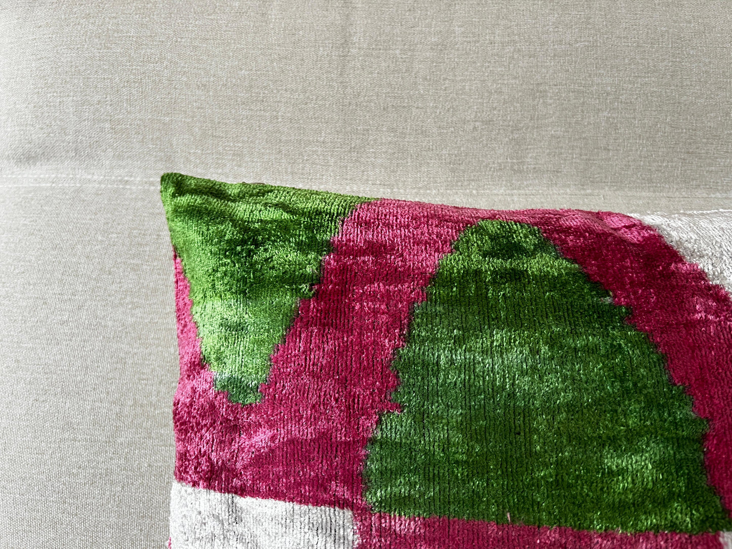 Ikat velvet cushion Hand made (40x60cm)