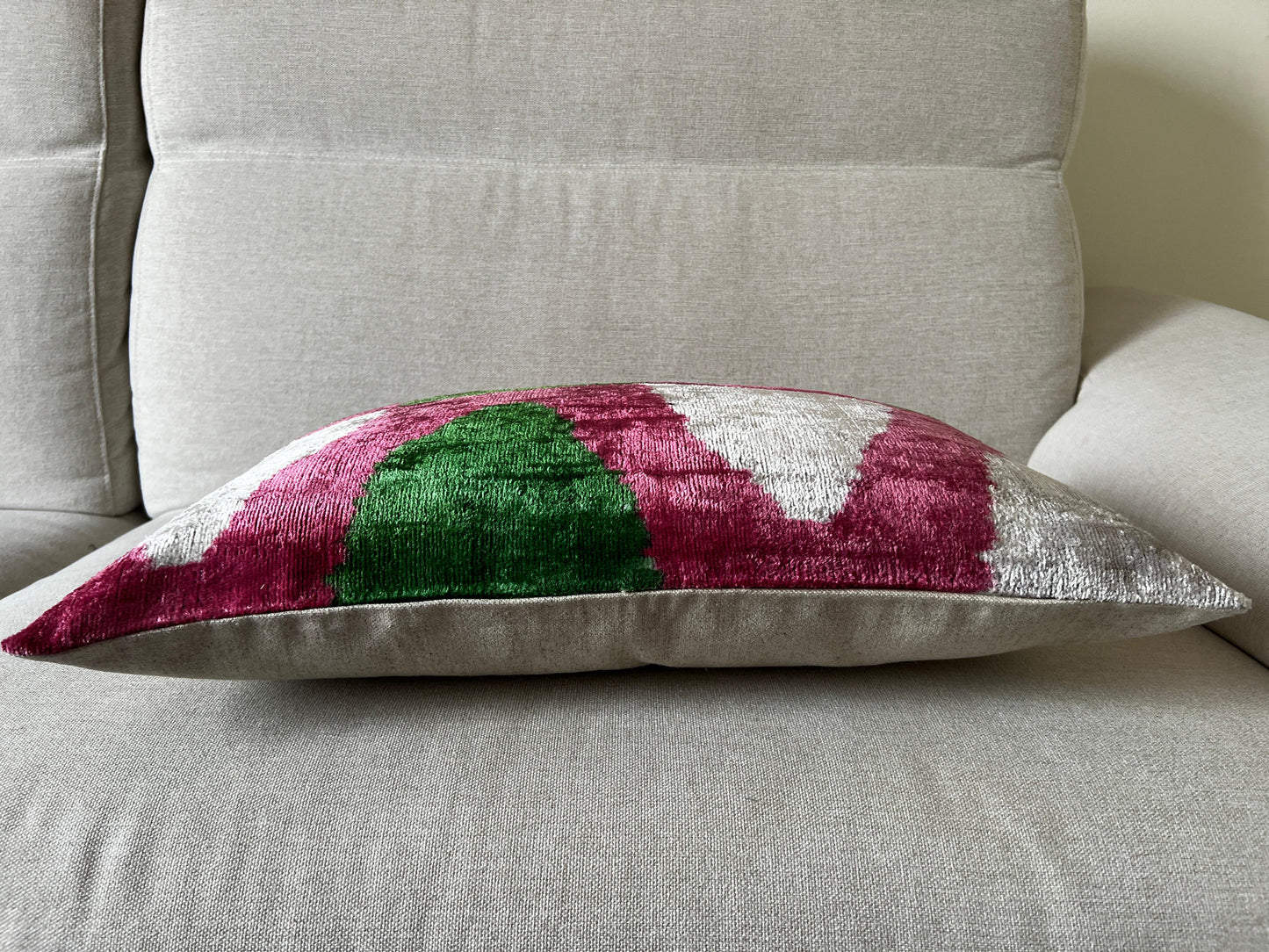 Ikat velvet cushion Hand made (40x60cm)