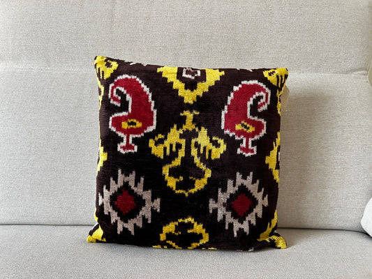 Ikat Velvet silk cushion 40x40cm.