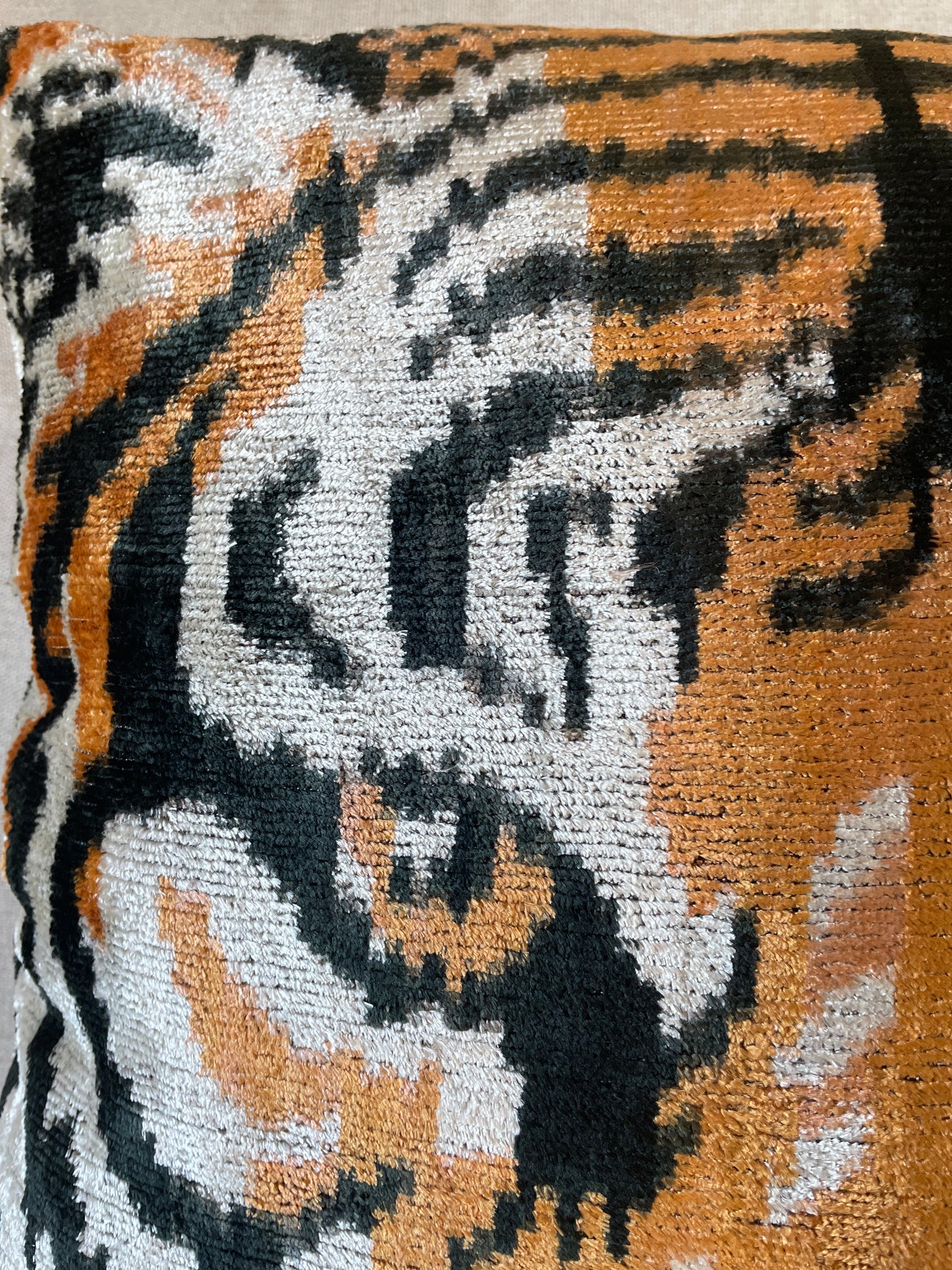 Ikat Velvet silk cushion 50x50cm.