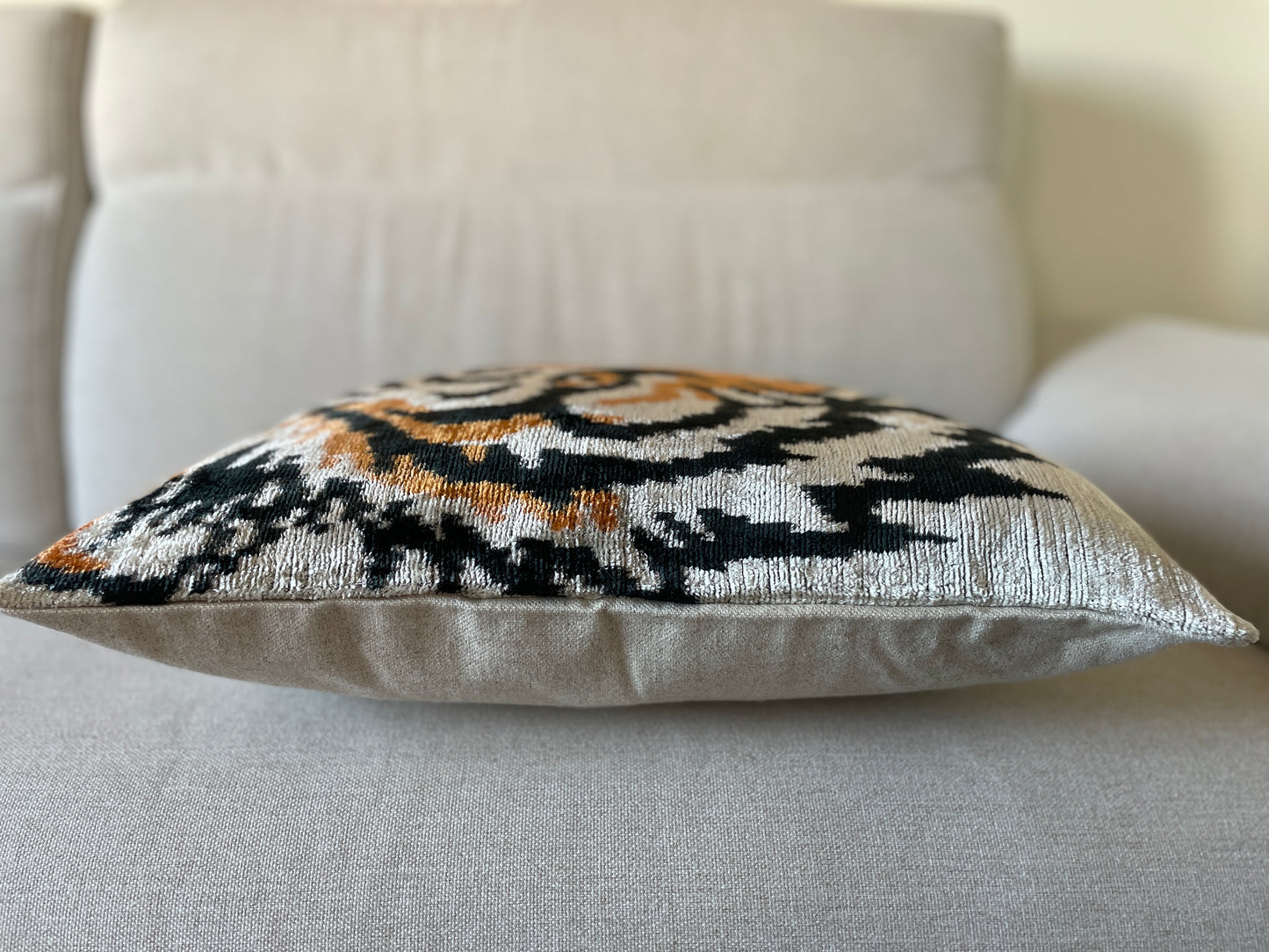 Ikat Velvet silk cushion 50x50cm.