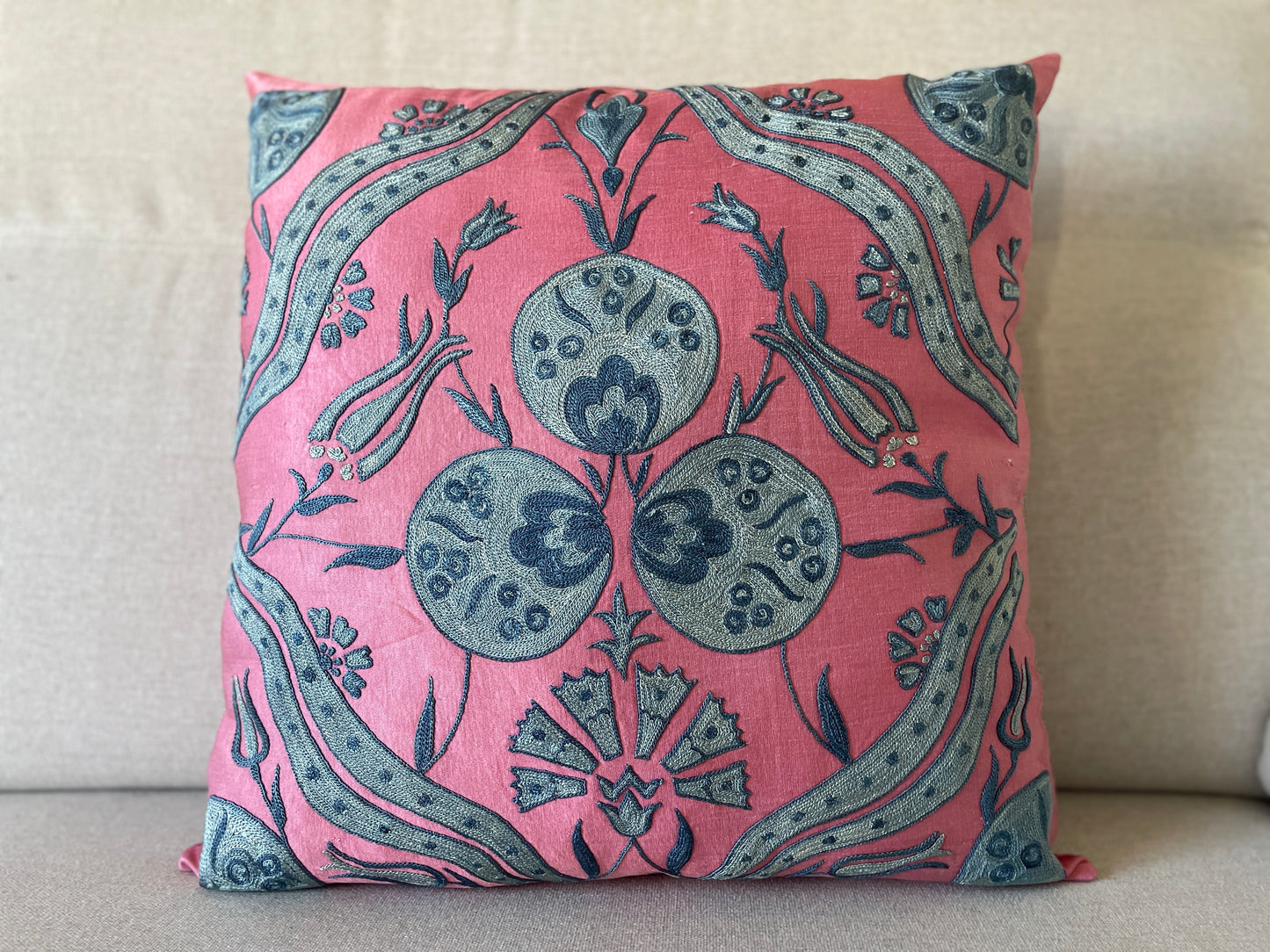 Suzani Pure Silk Embroidered Cushion.