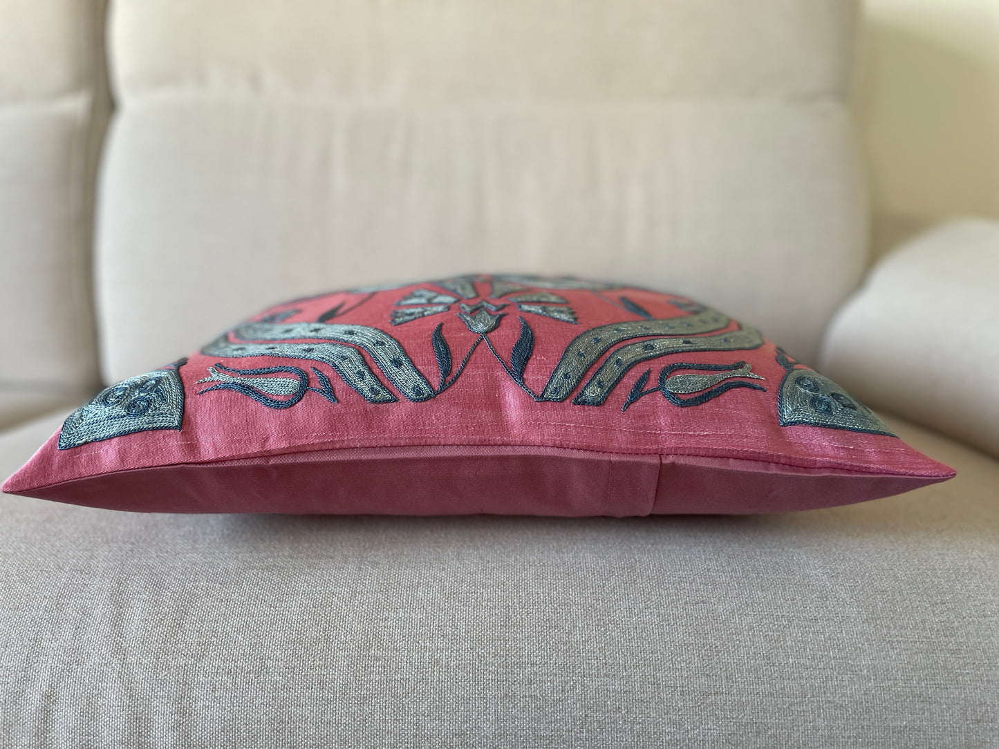 Suzani Pure Silk Embroidered Cushion.