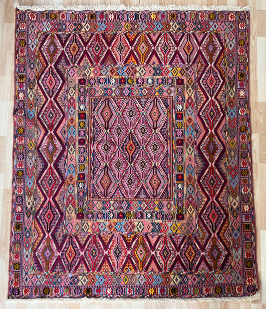 Afghan Tribal Mushwani flat woven kilim.