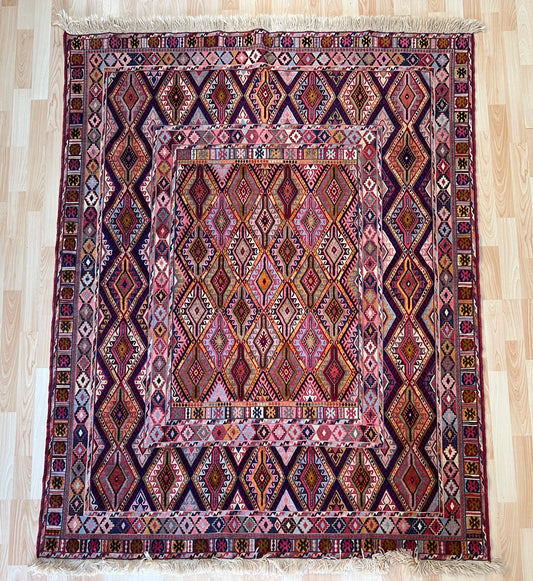 Afghan Tribal Mushwani flat woven kilim.