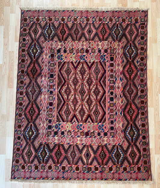 Afghan Tribal Mushwani flat woven kilim.