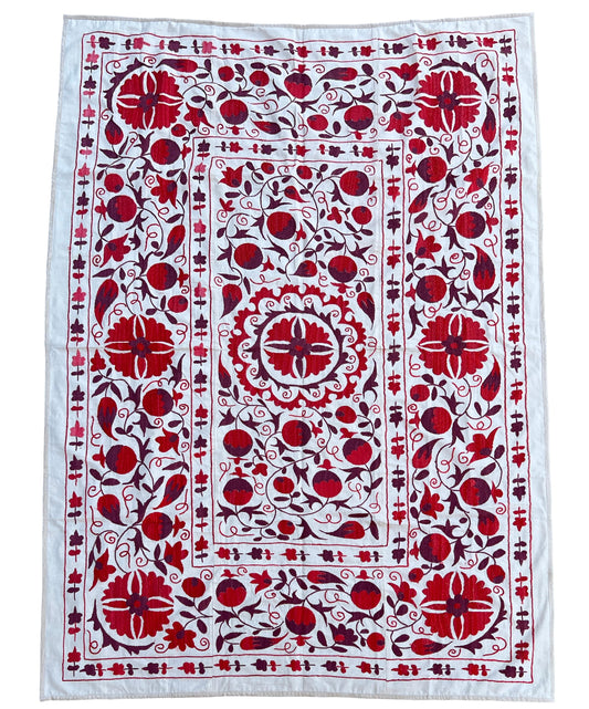 Suzani Hand Embroidered Silk bed cover.