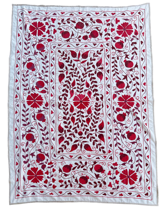 Suzani Hand Embroidered Silk bed cover.