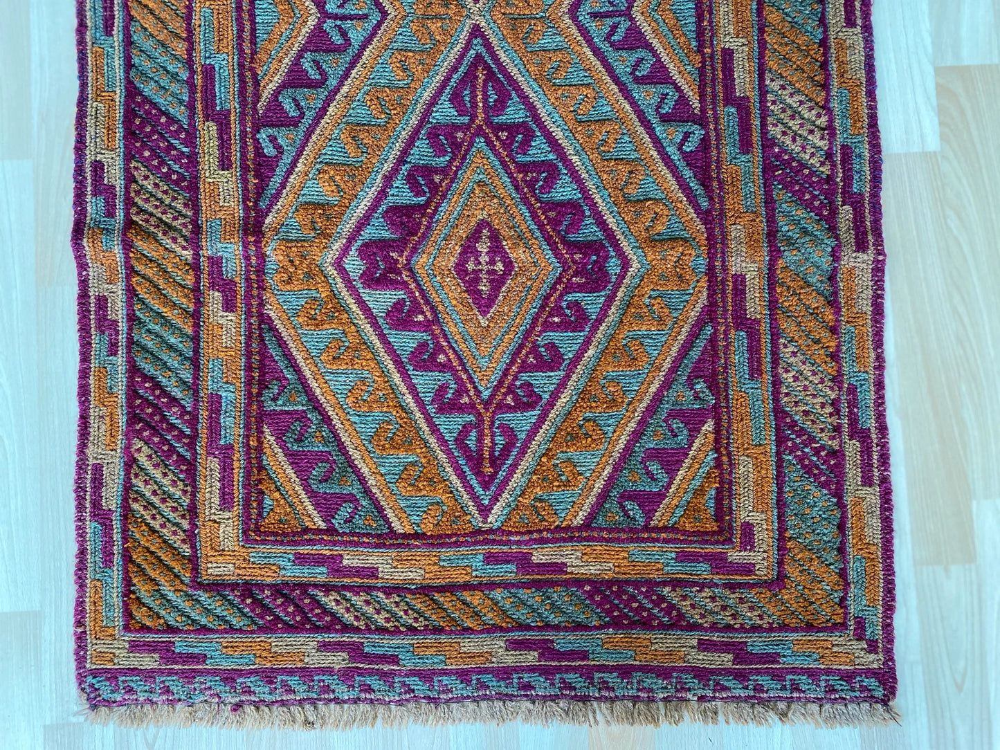 Afghan Tribal Mushwani flat woven kilim runner.