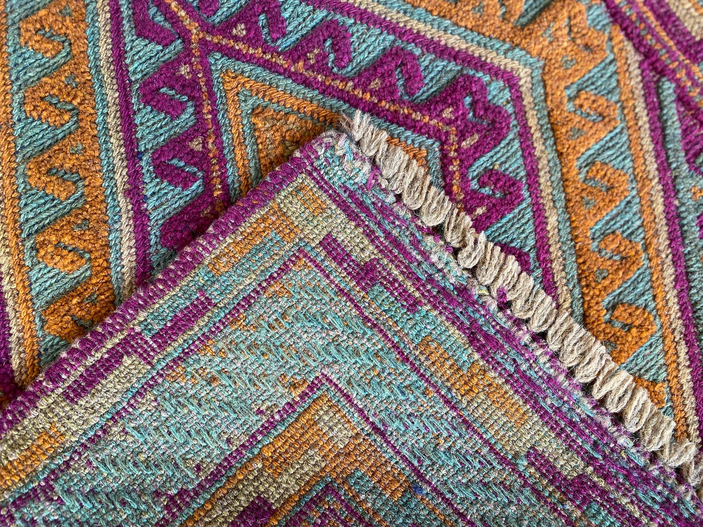 Afghan Tribal Mushwani flat woven kilim runner.