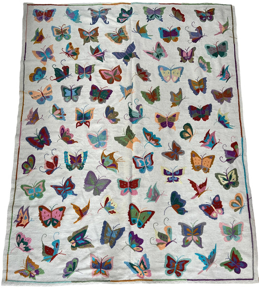 Butterfly Embroidered Hand woven kilim.